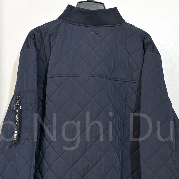 Men's Quilted Baseball Jacket NAVY - Picture 6 of 7